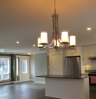 open concept kitchen and living room